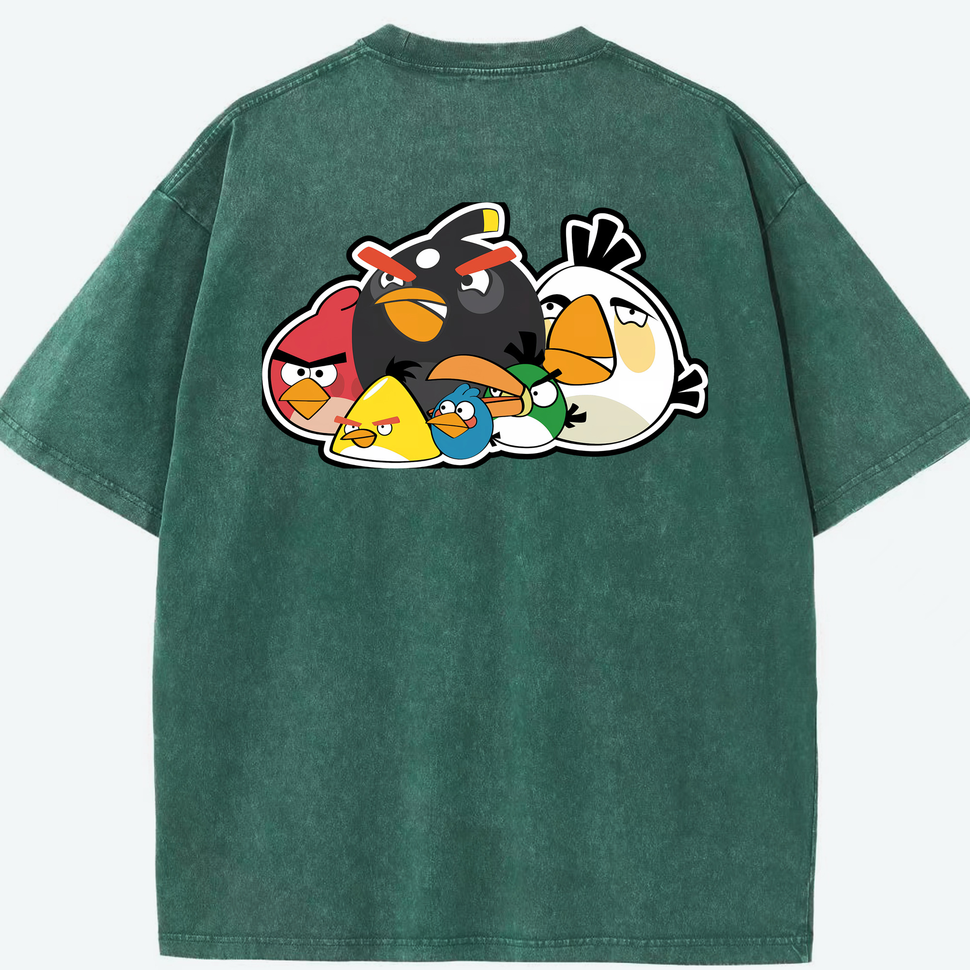 （画像用） Angry Birds アングリーバード 綿100% ヴィンテージ風 半袖Tシャツ（背面プリント）